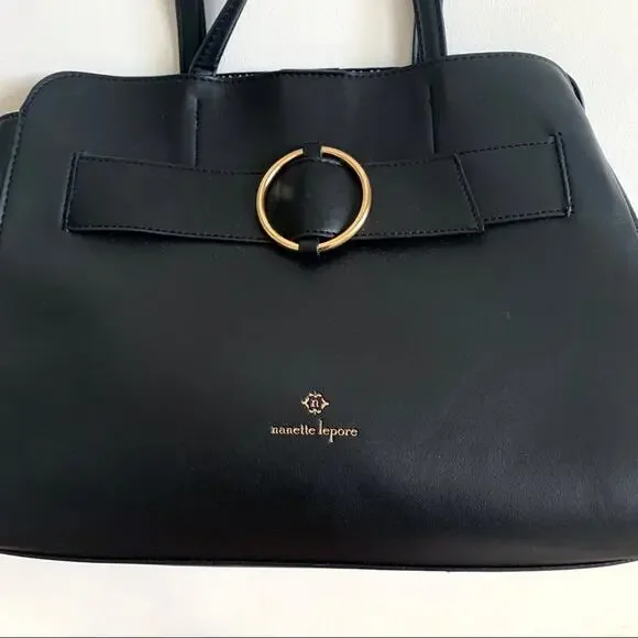 Nanette Lepore Purse Handbag McKenna Black Shouter Tote Handbag Bag - Picture 11 of 13